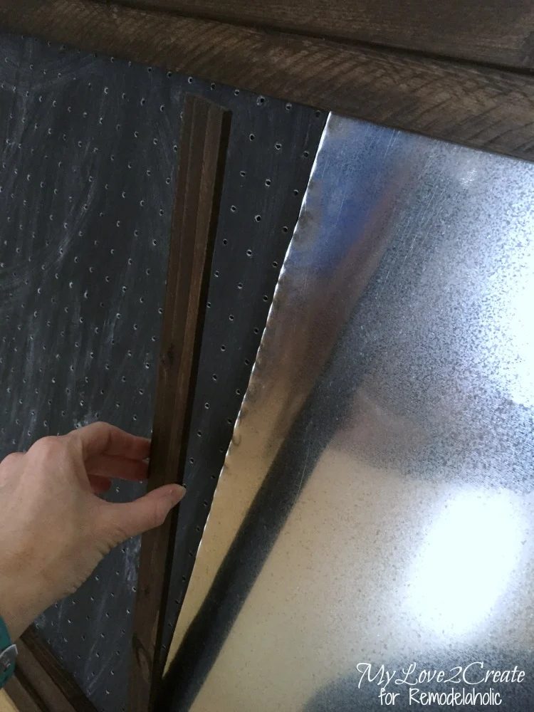 adding stained lath strip to divide panels