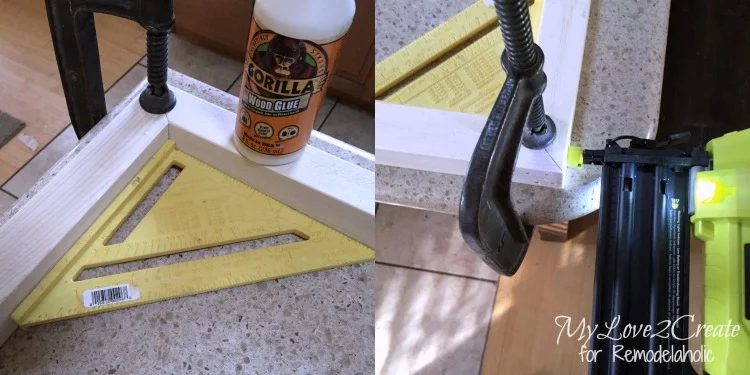 clamp, glue, and nail the frame together