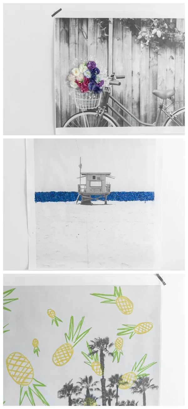 add color to a low-cost black and white engineer print, 3 ways for Handmade large wall art