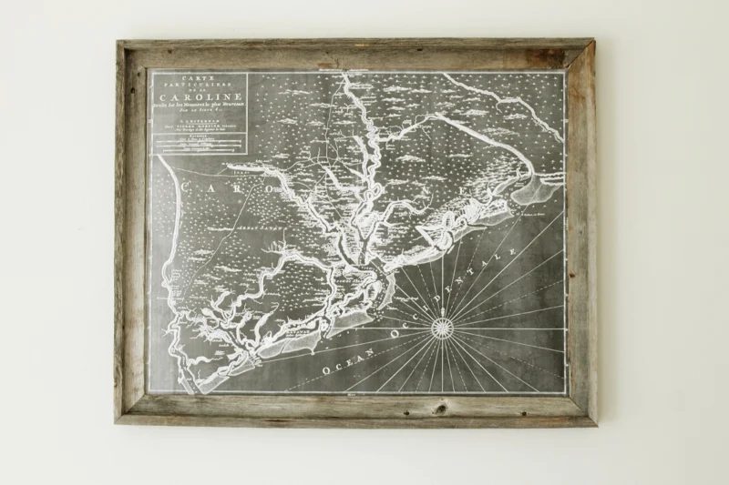 Handmade Wall Decor: large engineer printed map with handmade wood frame (via Life Made Lovely)