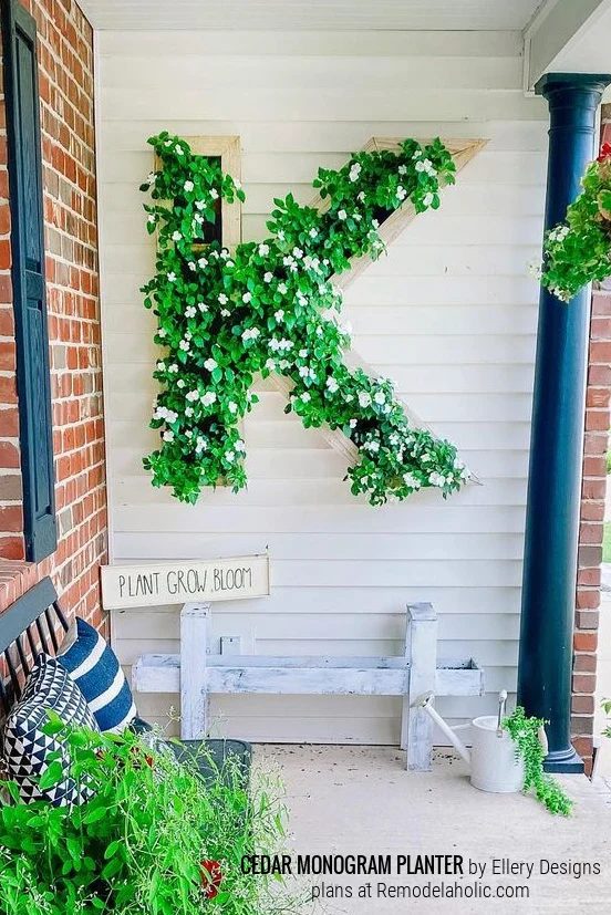 Handmade Outdoor Wood Monogram Letter Planter, Ellery Designs And Bekob