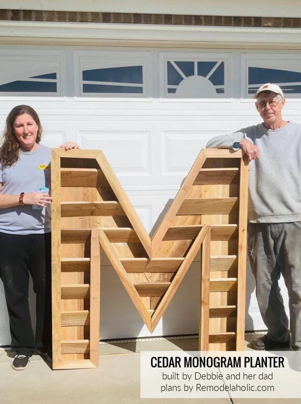Cedar Monogram Planter, Wood Letter M, By Debbie And Her Dad, Plans By Bekob