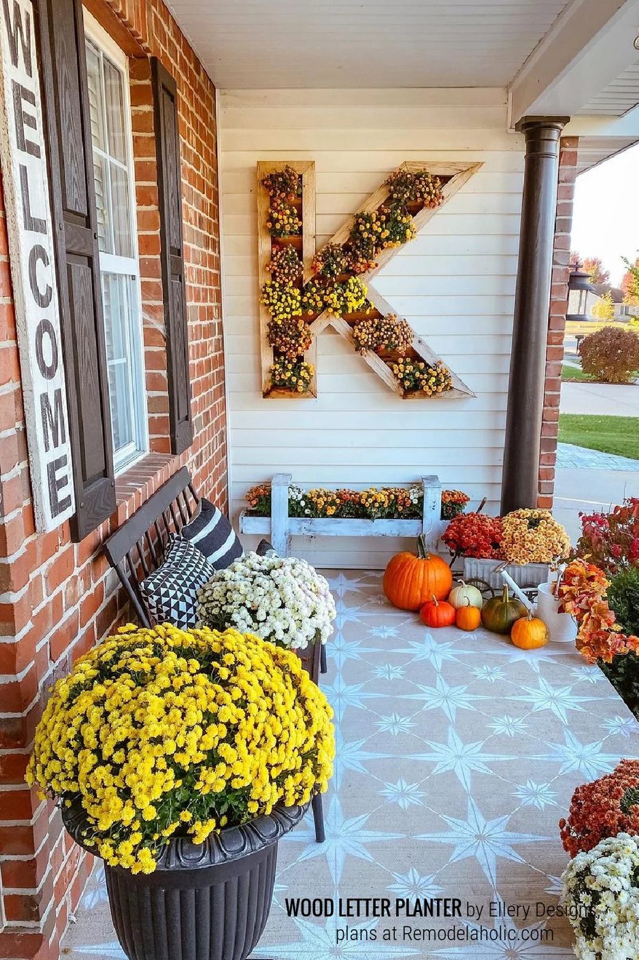 Cedar Wood Letter Planter With Mums, Design By Ellery Designs Plans By Bekob