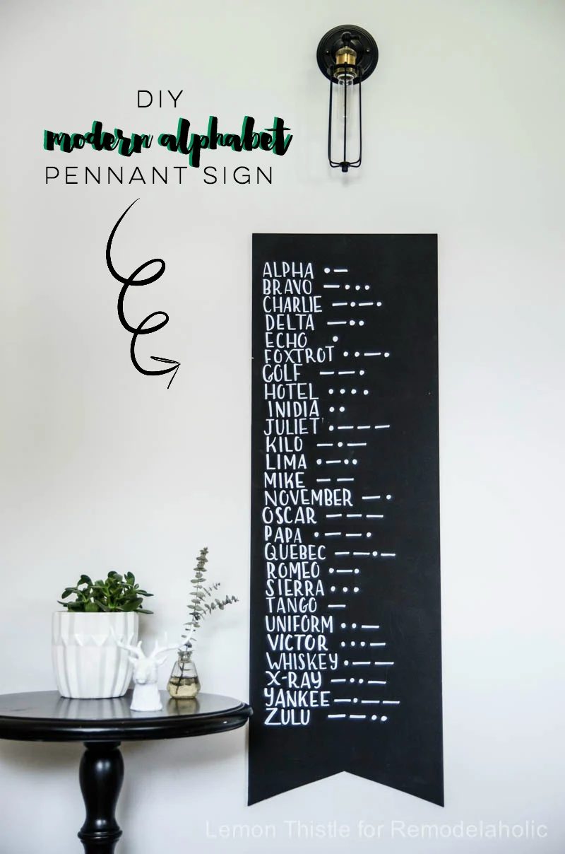 Handmade Modern Alphabet Wall Art Pennant walkthrough | This military-inspired modern alphabet art is fun for a child's room or any room that needs a large piece of inexpensive wal