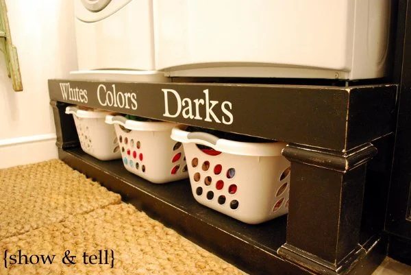 laundry room remodel with storage pedestal for washer and dryer, Show and Tell on Bekob