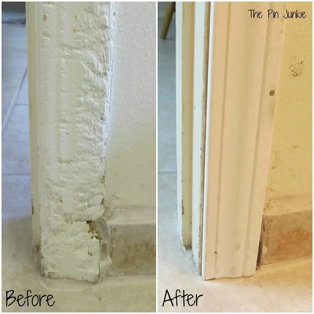 trim before and after - laundry room makeover, , The Pin Junkie featured on Bekob.com