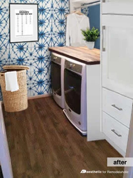 After Digital Makeover | Laundry Room Inspiration | Real Life Rooms: A direct Laundry Room Update to Add Color and Character #Bekob