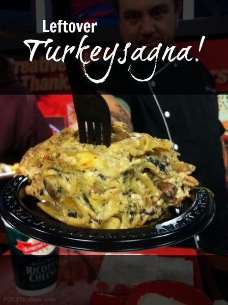 Leftover Turkeysagna | FOODIEaholic.com #recipe #cooking #lasagna #turkey #leftover #pasta #casserole #alfredo