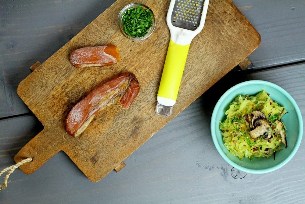 Lemon Parsley Spaghetti Squash with Shaved Bottarga