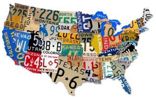License Plate Map for Handmade Wall Art by by Blue i Style featured on Bekob