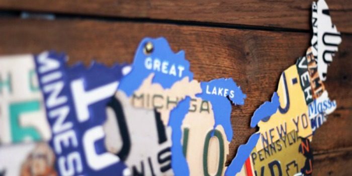 License Plate Map Wall Art