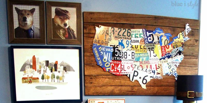 Handmade License Plate Map Wall Art by Blue i Style featured on Bekob