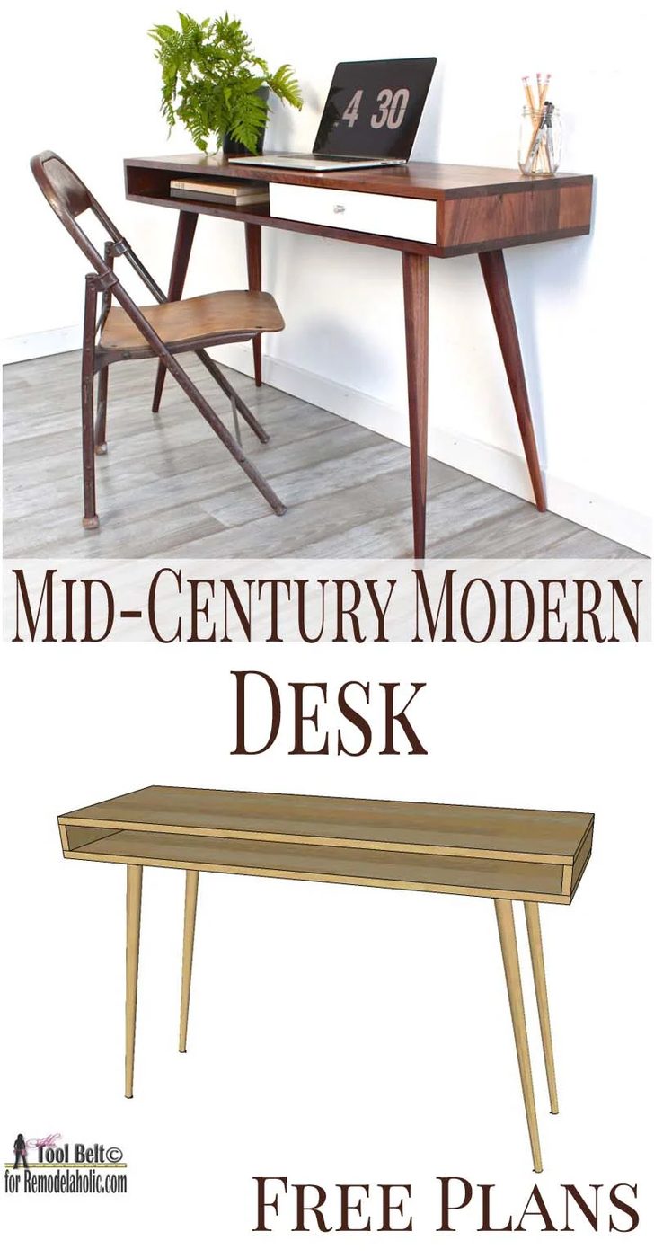 If you love the sleek modern look, you'll love this straightforward Mid-Century Modern Desk build plan on Bekob.com #handmade