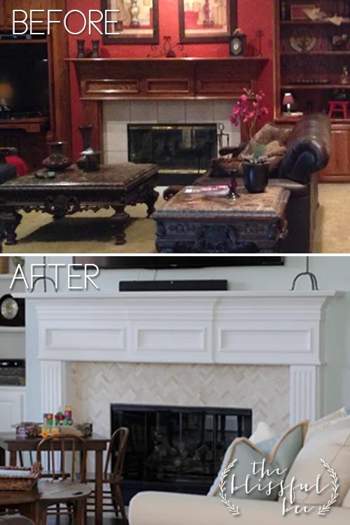 01-10 fireplace makeover, The Blissful Bee