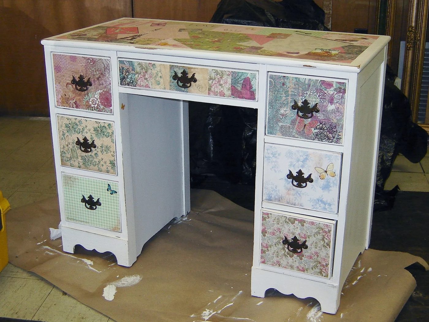 Little Girls Modpodged and Antiqued Desk