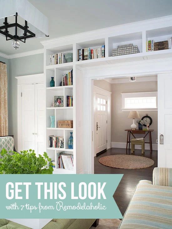 Get This Look: Living Room Built-In Shelves | 7 tips for a stylish home library from Bekob.com #builtins #getthislook #library #livingroom @Bekob