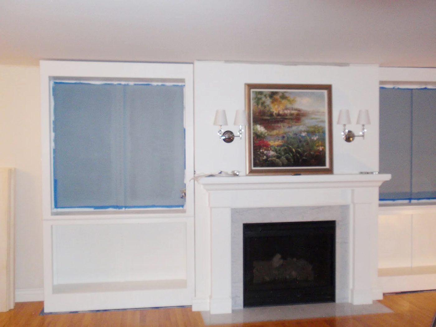 Living Room Remodel, Adding a Fireplace and Built in Bookshelves (10)