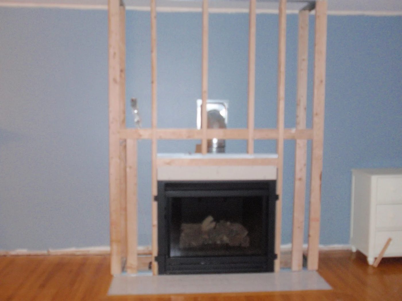 Living Room Remodel, Adding a Fireplace and Built in Bookshelves (7)