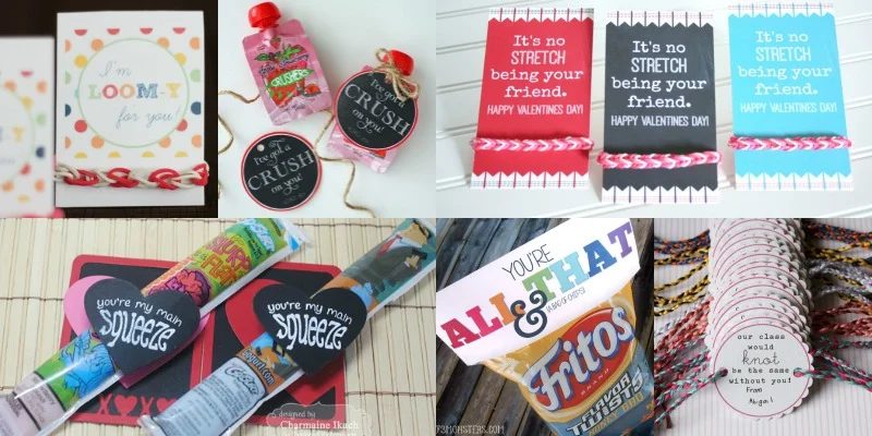 25 Candy-Free Valentines and Printables (including loom bracelets!)