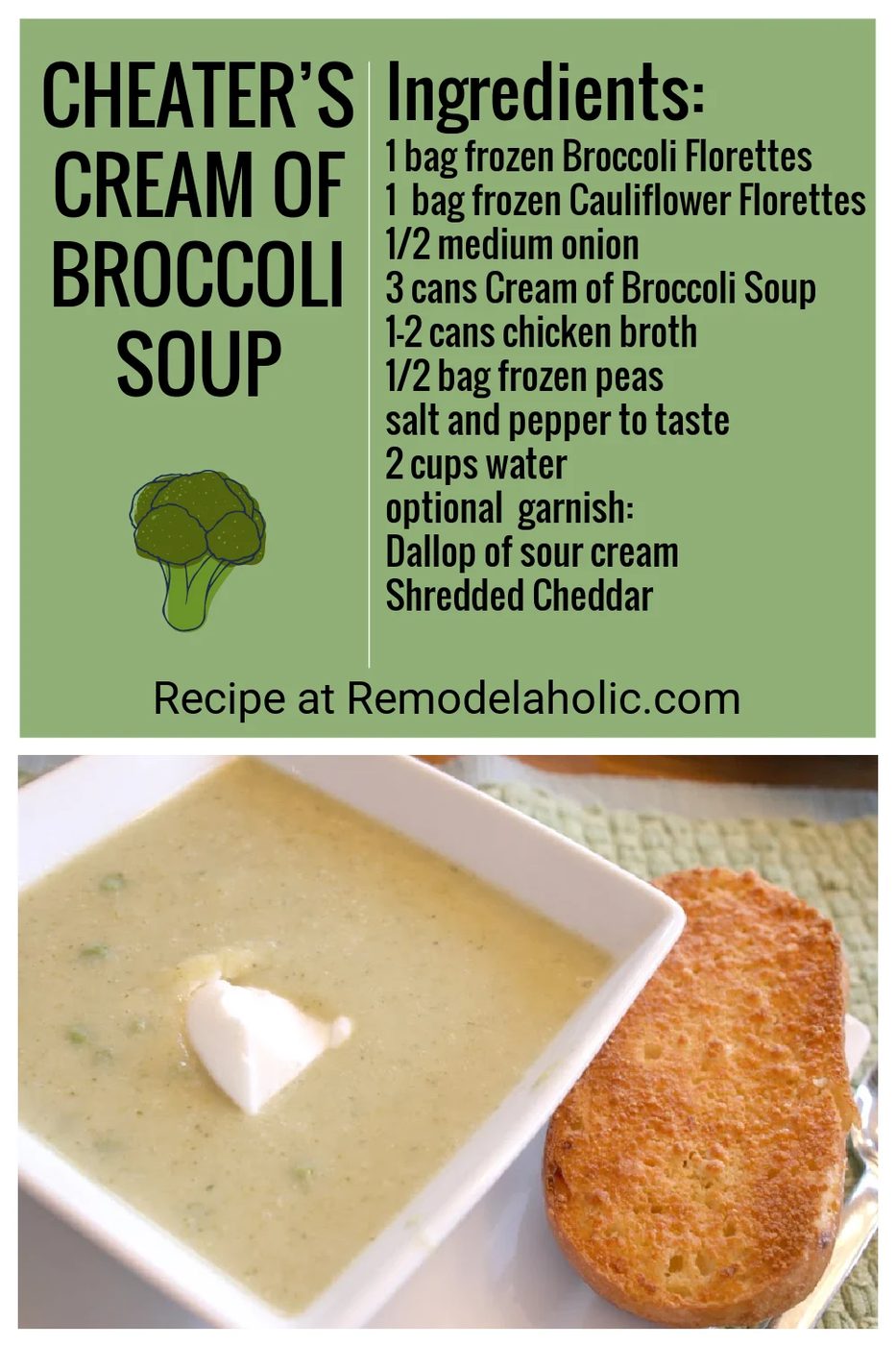 Cheater's Cream Of Broccoli Soup Recipe Via Bekob.com