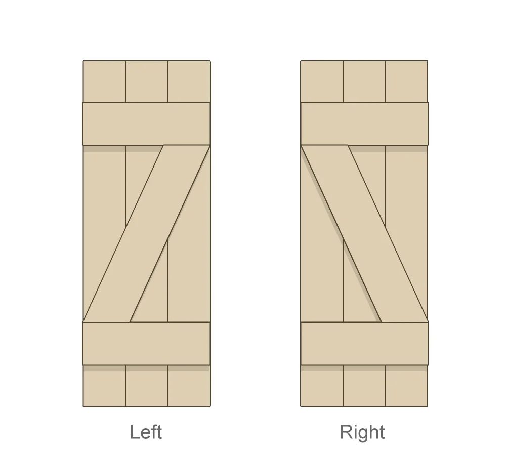 left and right Z bar Handmade shutters