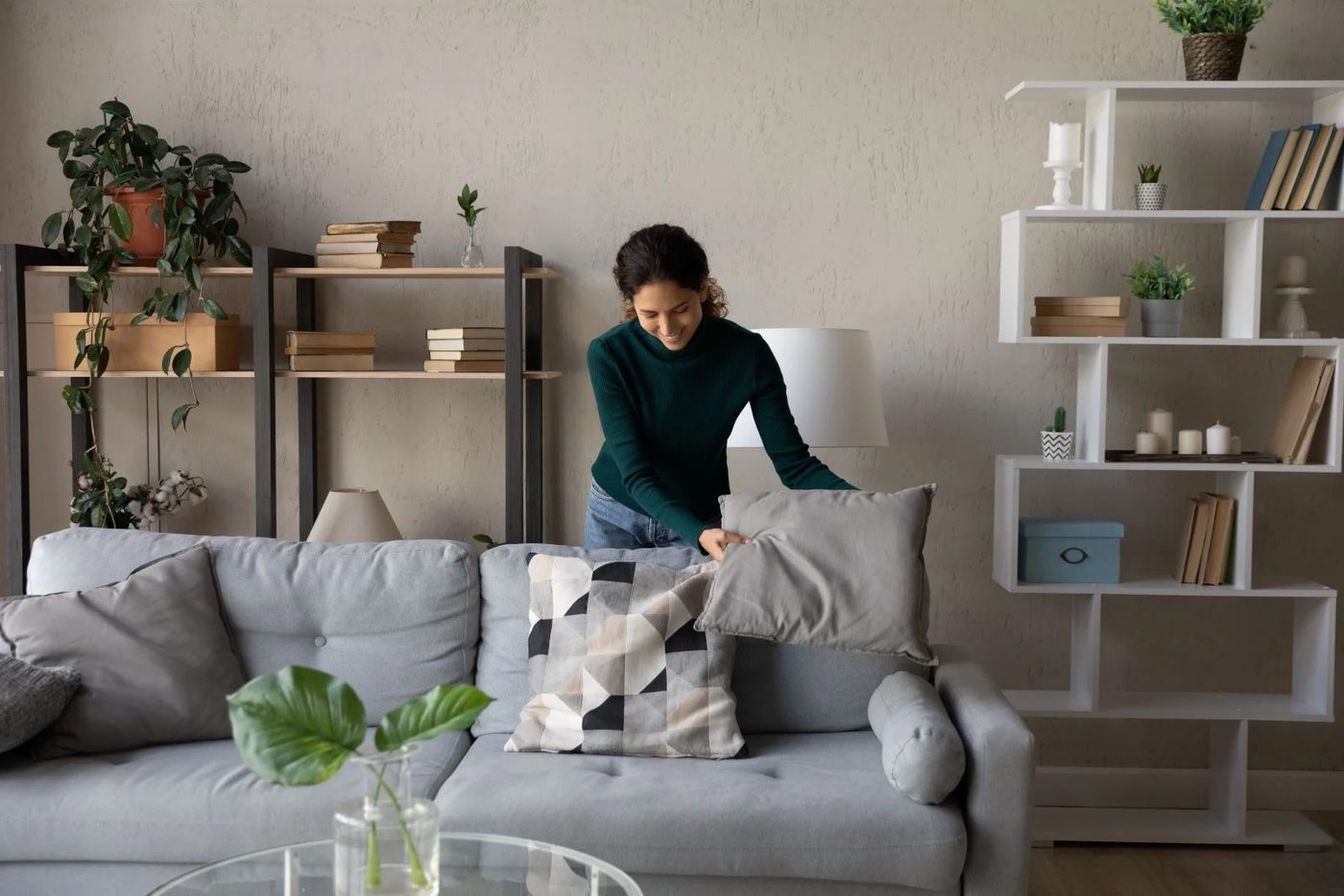 Woman Tidying Up