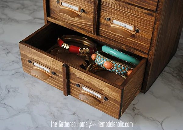 Handmade Miniature Card Catalog Storage Box | The Gathered Home for Bekob.com #cardcatalog #walkthrough #vintage