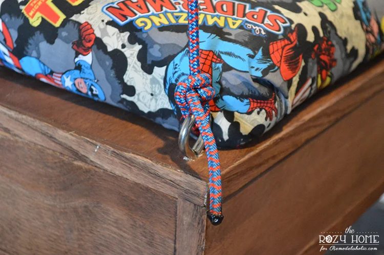 Installing a Handmade swing for kids indoor swingset - use climbing rope