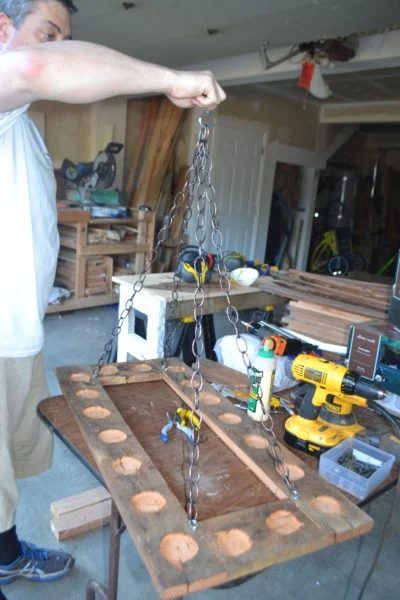 7 Reclaimed Wood And Chain Chandelier, A Restoration Hardware Copycat, By The Creative Home Featured On @Bekob