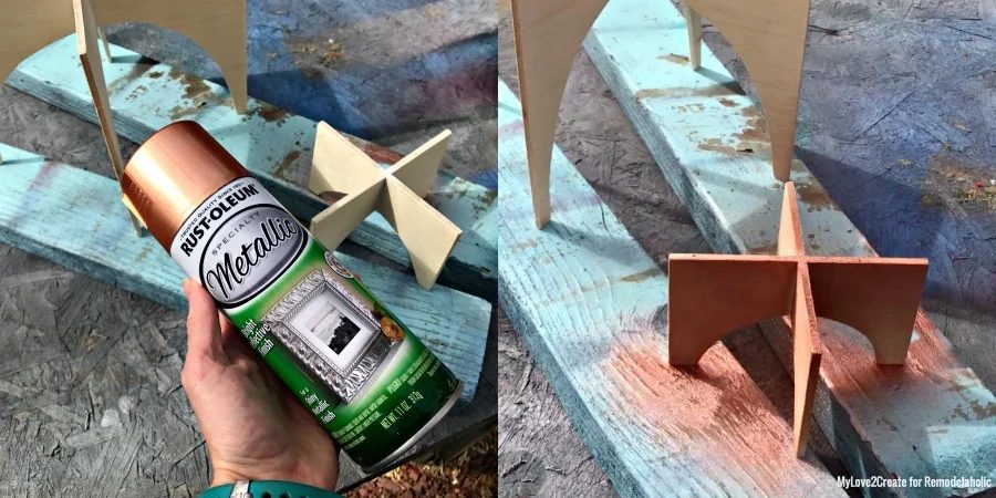Spray Painting Cross Base Terrarium, MyLove2Create