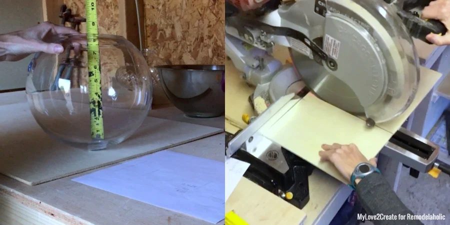Measure Terrarium Bowl And Cut Plywood, MyLove2Create