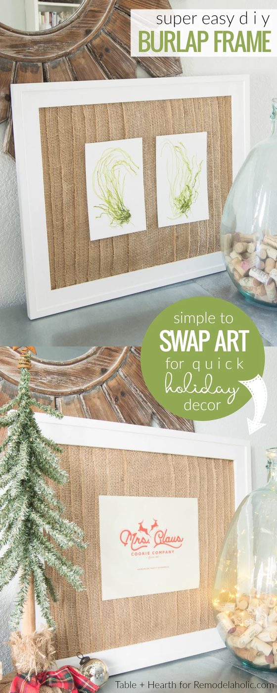 straightforward Handmade Burlap Frame Mat For Photos And Art | Quick Change Holiday Decorating | Casual Coastal Decor | Rustic Modern Decor