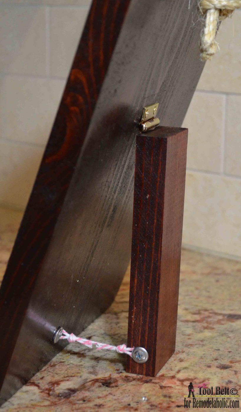 Handmade wood iPad stand or tablet holder with hinged kickstand, walkthrough and template