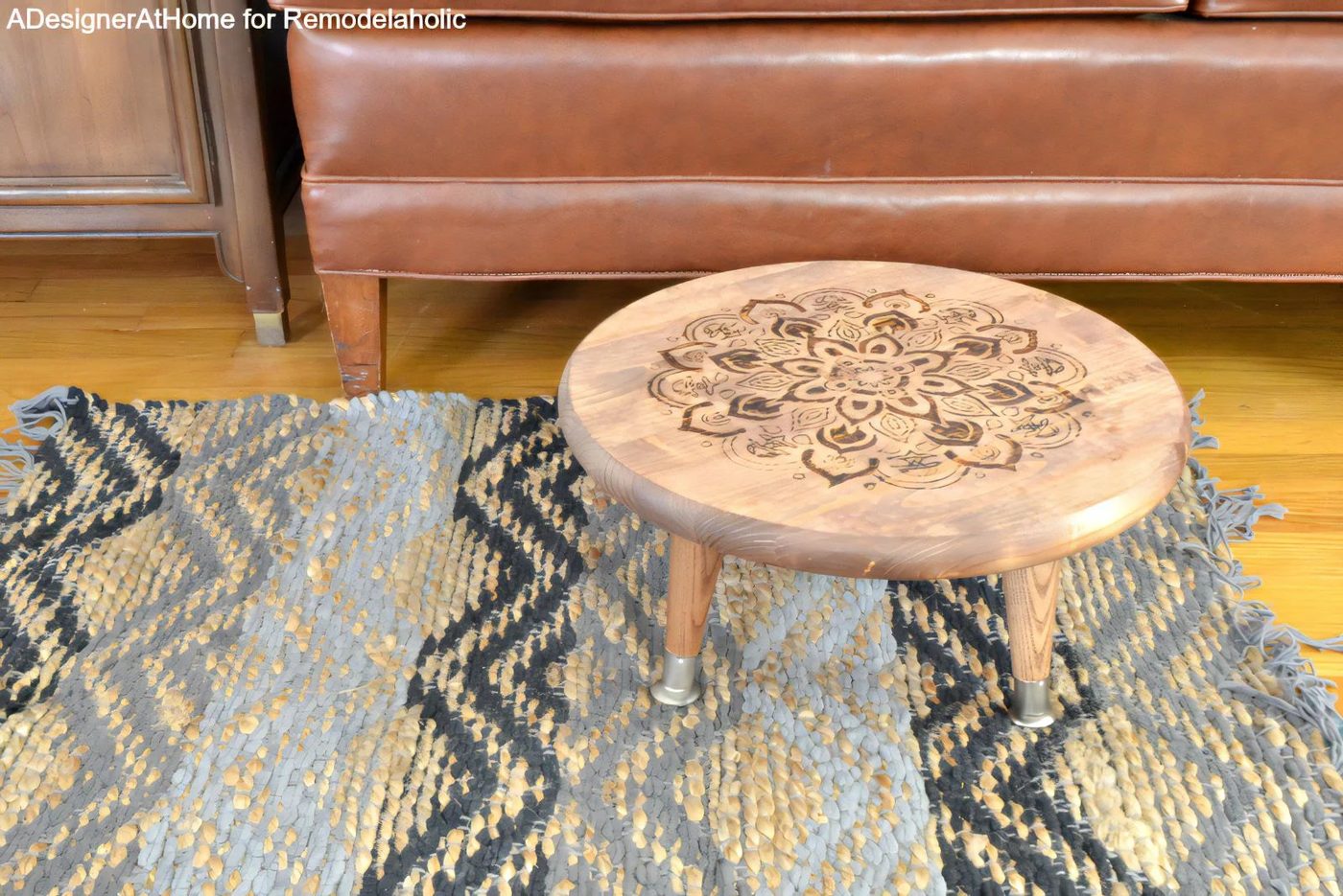 Diy Foot Stool Premade Home Improvement Store Pieces straightforward Wood Burned Mandala Design 125045