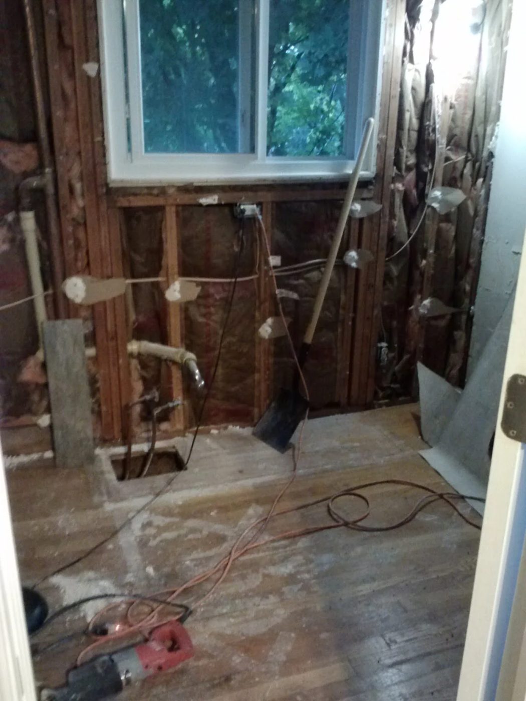 Master Bath Renovation, completely gutted, during, by Since I Became a Mom featured on @Remodelohic