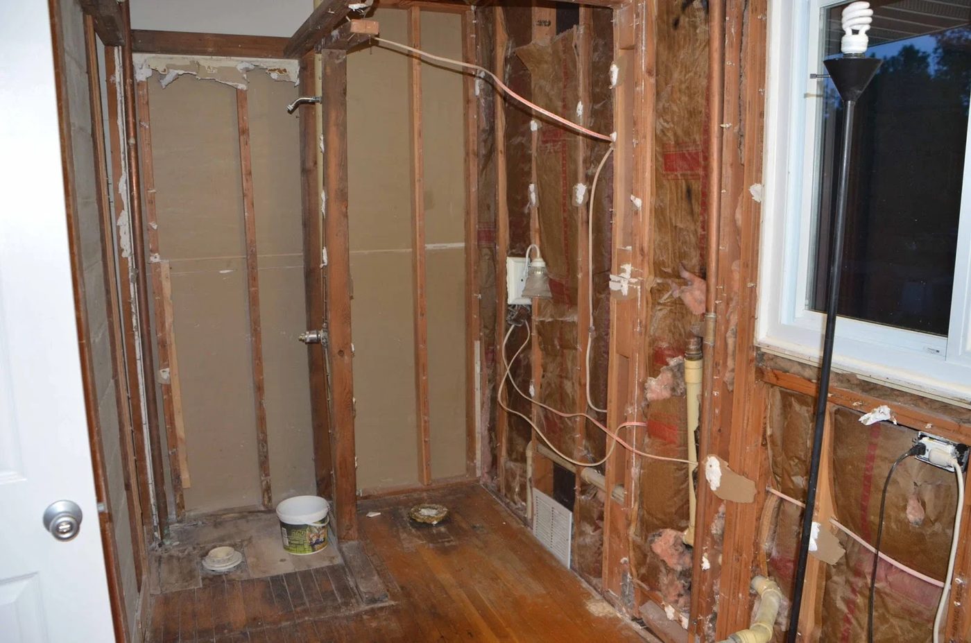 Master Bath Remodel, completely gutted, during, by Since I Became a Mom featured on @Remodelohic