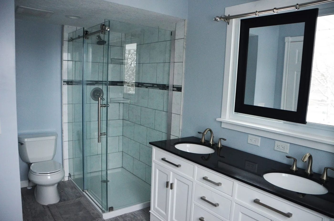 Bathroom Renovation with Sliding mirror over window, by Since I Became a Mom featured on @Bekob
