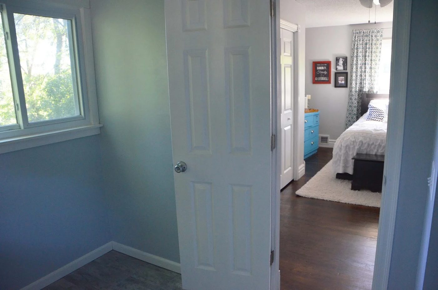 Master Bathroom Remodel using Glidden Fostoria Glass Blue paint, by Since I Became a Mom featured on @Remodelohic
