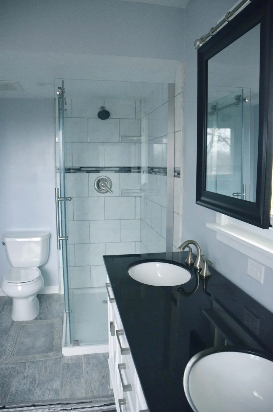 Master Bathroom Remodel, dark gray, light gray and white