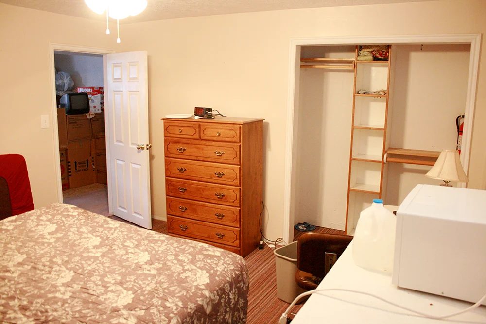 Master beadroom progress, before after tufted headboards curtained wall master bedroom (4)