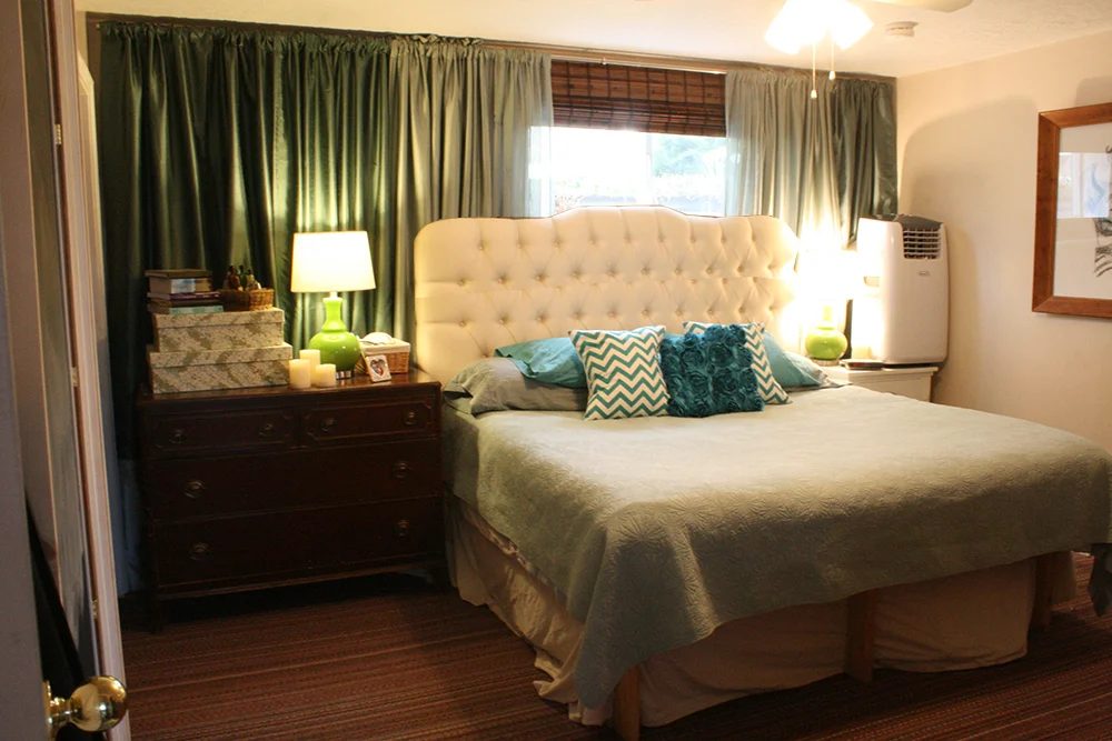 Master beadroom progress, before after tufted headboards curtained wall master bedroom (16) taller