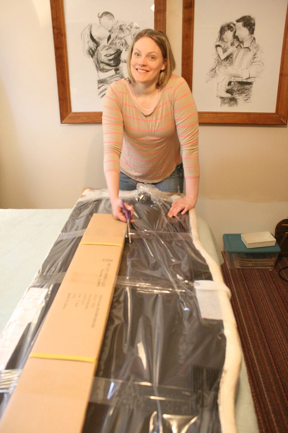 Master beadroom progress, before after tufted headboards curtained wall master bedroom (12)