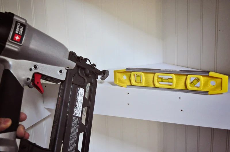 attach a shelf face to a corner floating shelf in a closet organization project