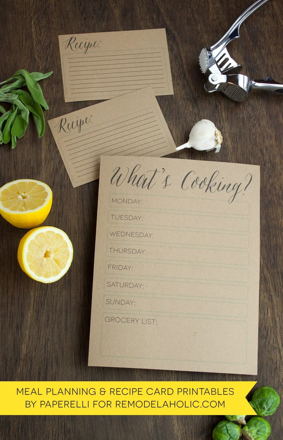 Meal Planning Printables: Weekly Menu Planner + Recipe Card by @Paperelli for @Bekob