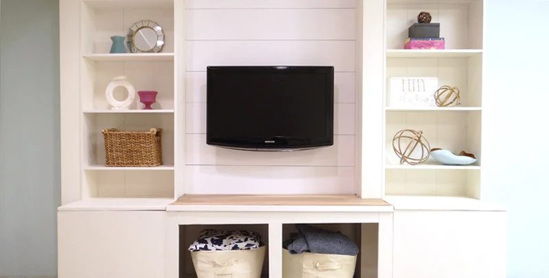 Handmade Built-In Media IKEA Wall Unit with Extra Storage