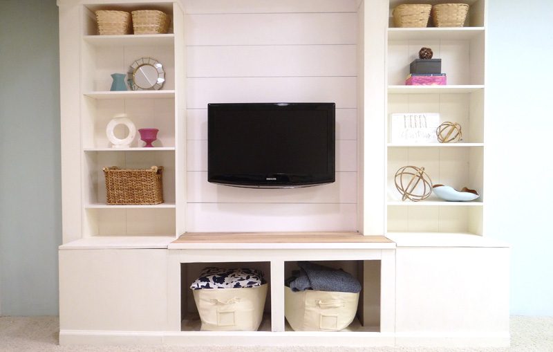 How to Make a Media Wall Unit with Extra Storage using an IKEA Wall Unit featured on Bekob.com