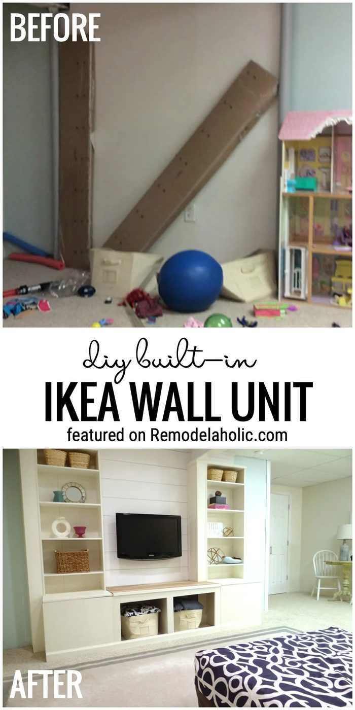 Before And After Diy Built In IKEA Wall Unit Featured On Bekob.com