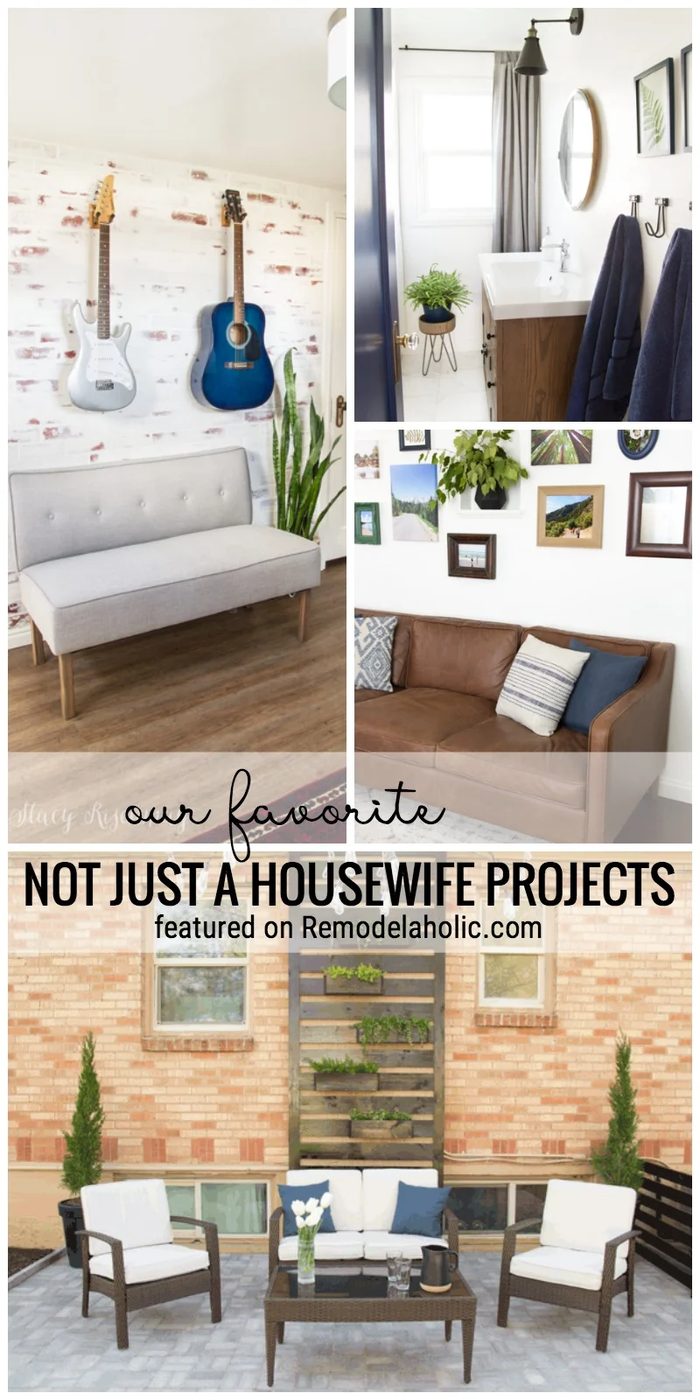 A Dreamy Brick Wall, Gallery Walls, Modern Bathroom And More. Our go-to Not Just A Housewife Projects Featured On Bekob.com