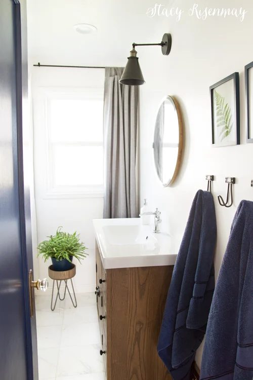 Modern Blue And White Bathroom Makeover