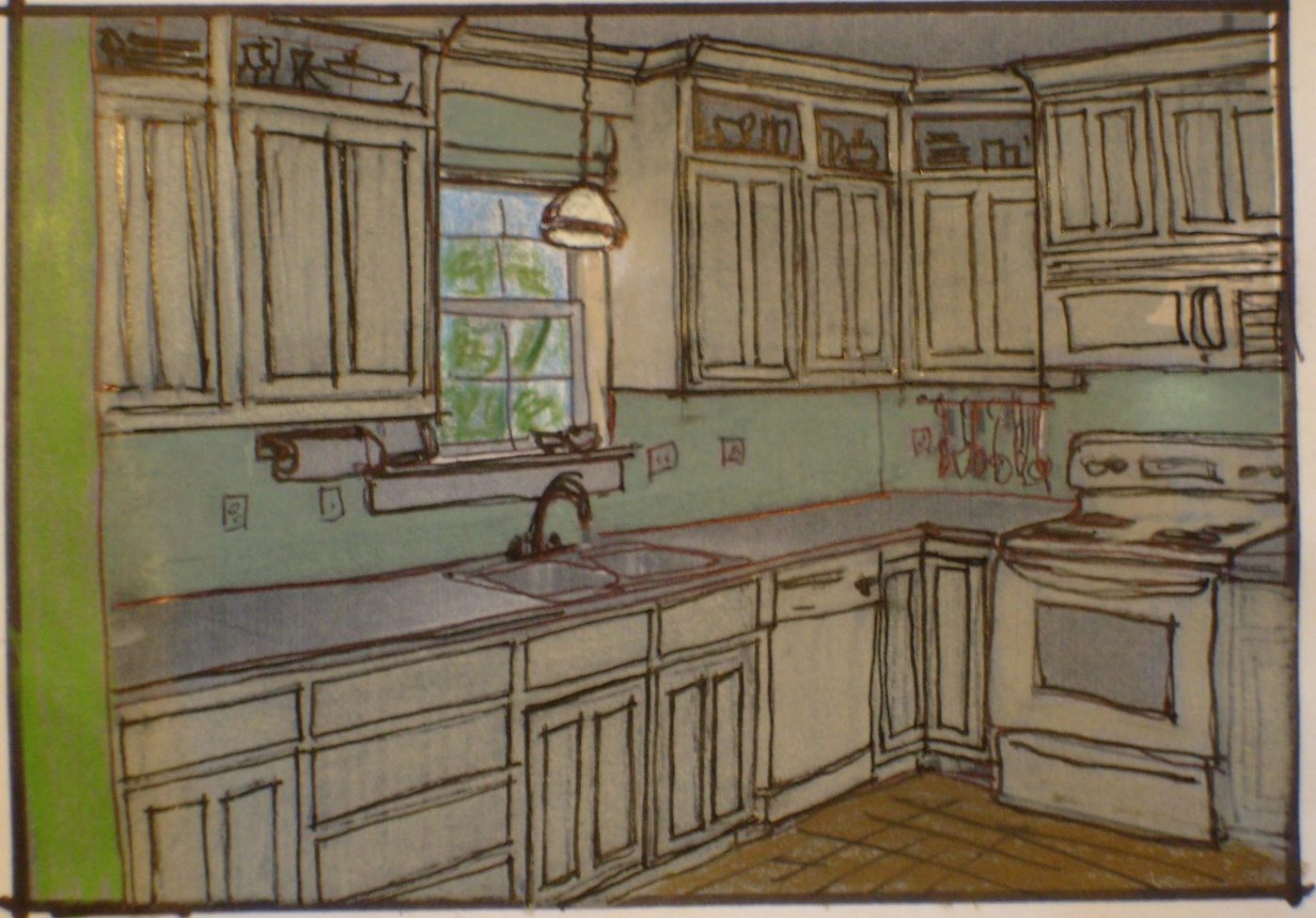 Downing House Kitchen Cabinets To Ceiling Rendering Sketch #Bekob